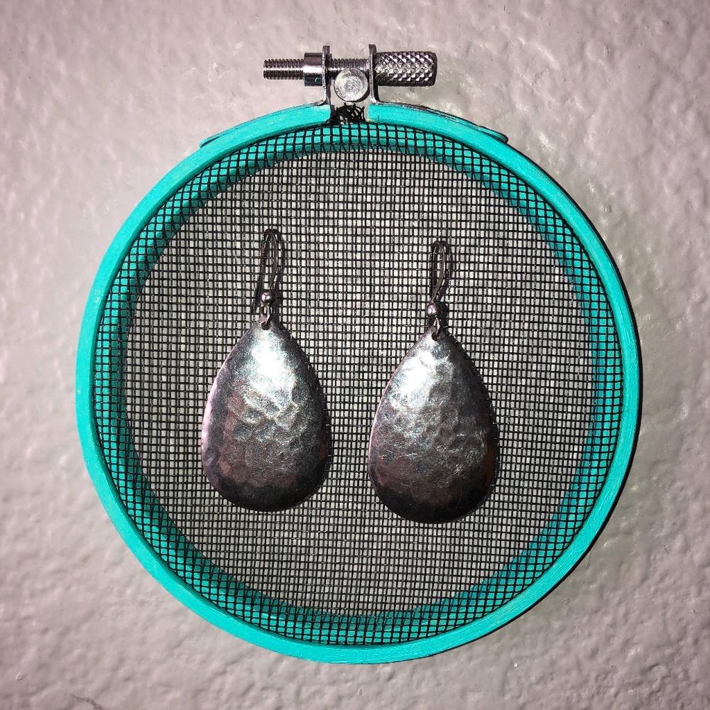 Silver Textured Teardrop Earrings